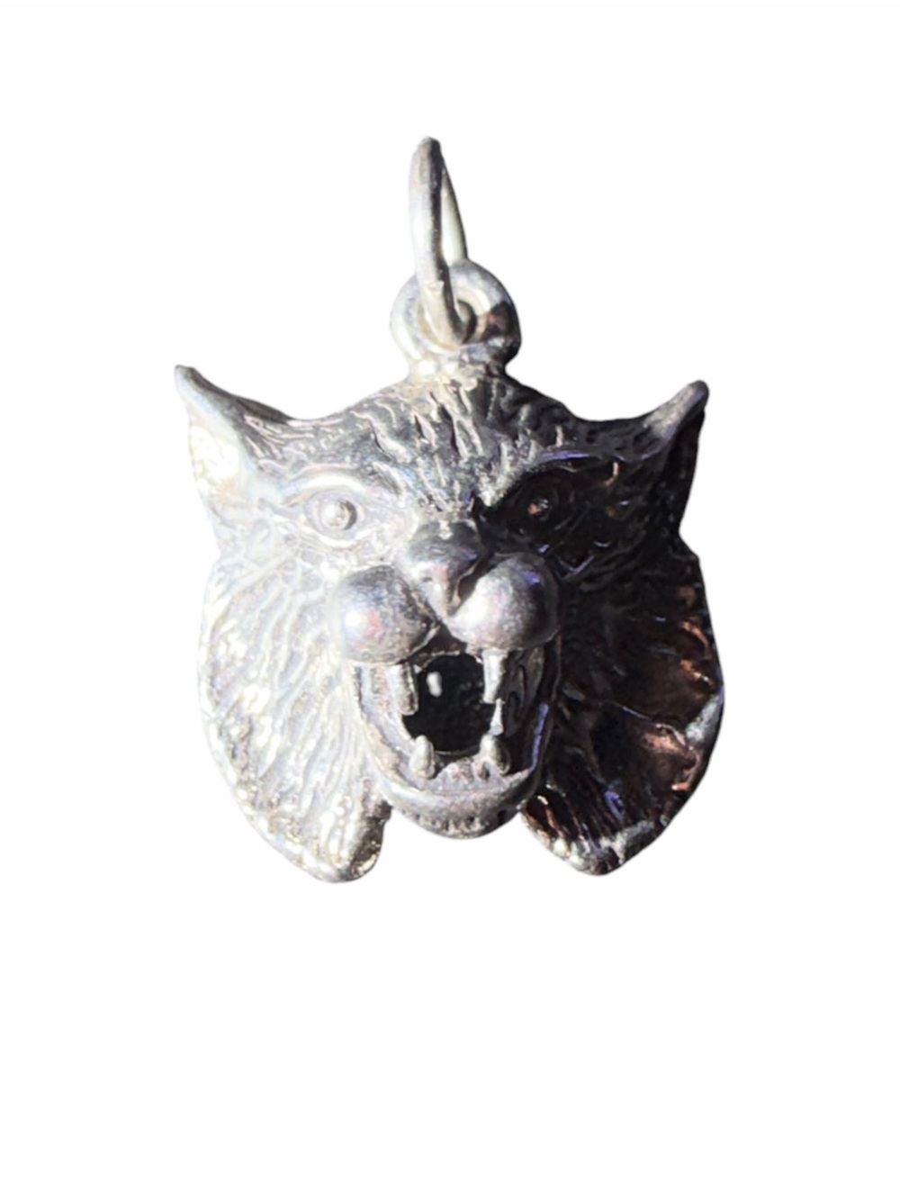 Sterling Silver Roaring Wildcat Charm Pendant